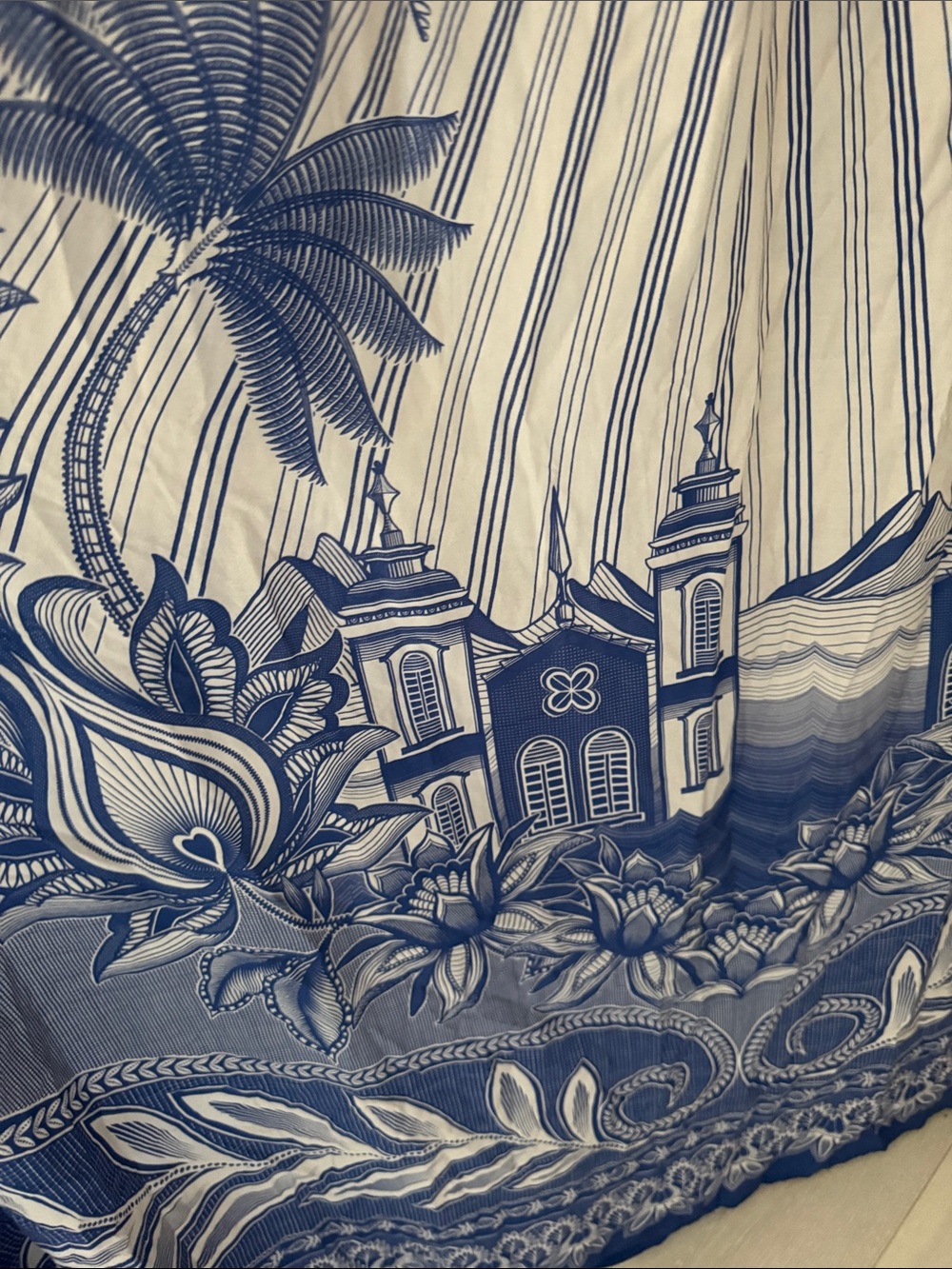 FARM Rio Blue Town Scene Floral Dress - Picture 4 of 5